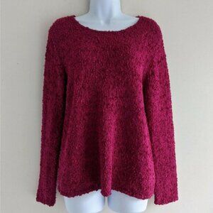 CLEARANCE Vintage 80s Raspberry Hot Pink Sweater M Boucle Nubby Textured